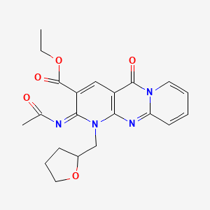 ethyl 6-acetylimino-2-oxo-7-(oxolan-2-ylmethyl)-1,7,9-triazatricyclo[8.4.0.03,8]tetradeca-3(8),4,9,11,13-pentaene-5-carboxylate