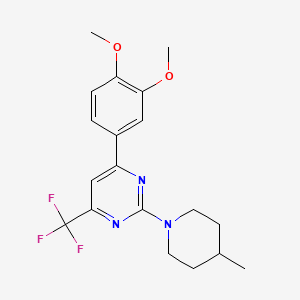 4-(3,4-Dimethoxyphenyl)-2-(4-methylpiperidin-1-yl)-6-(trifluoromethyl)pyrimidine