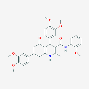 molecular formula C34H36N2O7 B11444918 4,7-bis(3,4-dimethoxyphenyl)-N-(2-methoxyphenyl)-2-methyl-5-oxo-1,4,5,6,7,8-hexahydroquinoline-3-carboxamide 