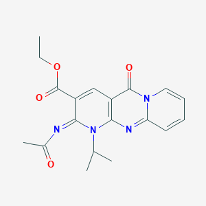 molecular formula C19H20N4O4 B11444955 ethyl 6-acetylimino-2-oxo-7-propan-2-yl-1,7,9-triazatricyclo[8.4.0.03,8]tetradeca-3(8),4,9,11,13-pentaene-5-carboxylate 