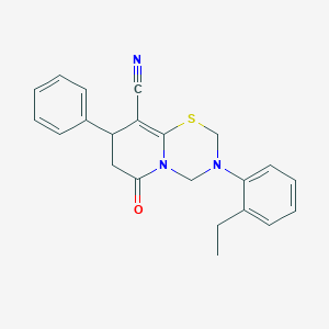 3-(2-ethylphenyl)-6-oxo-8-phenyl-3,4,7,8-tetrahydro-2H,6H-pyrido[2,1-b][1,3,5]thiadiazine-9-carbonitrile