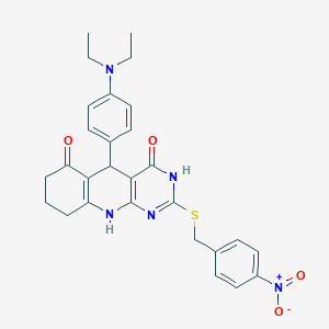 5-(4-(diethylamino)phenyl)-2-((4-nitrobenzyl)thio)-7,8,9,10-tetrahydropyrimido[4,5-b]quinoline-4,6(3H,5H)-dione