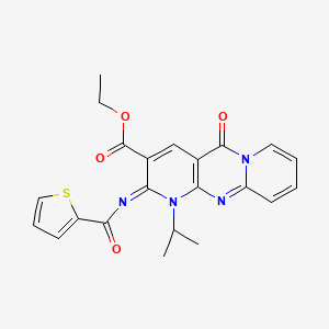 ethyl 2-oxo-7-propan-2-yl-6-(thiophene-2-carbonylimino)-1,7,9-triazatricyclo[8.4.0.03,8]tetradeca-3(8),4,9,11,13-pentaene-5-carboxylate