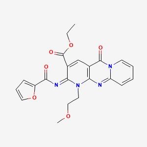 ethyl 6-(furan-2-carbonylimino)-7-(2-methoxyethyl)-2-oxo-1,7,9-triazatricyclo[8.4.0.03,8]tetradeca-3(8),4,9,11,13-pentaene-5-carboxylate