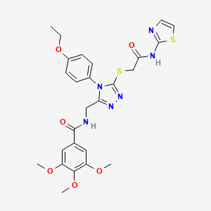 molecular formula C26H28N6O6S2 B11445069 N-{[4-(4-Ethoxyphenyl)-5-({[(1,3-thiazol-2-YL)carbamoyl]methyl}sulfanyl)-4H-1,2,4-triazol-3-YL]methyl}-3,4,5-trimethoxybenzamide 