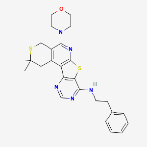 4,4-dimethyl-8-morpholin-4-yl-N-(2-phenylethyl)-5,11-dithia-9,14,16-triazatetracyclo[8.7.0.02,7.012,17]heptadeca-1(10),2(7),8,12(17),13,15-hexaen-13-amine