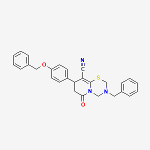 molecular formula C28H25N3O2S B11445081 3-benzyl-8-[4-(benzyloxy)phenyl]-6-oxo-3,4,7,8-tetrahydro-2H,6H-pyrido[2,1-b][1,3,5]thiadiazine-9-carbonitrile 