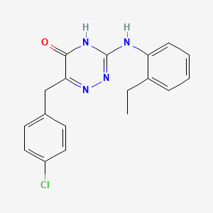 molecular formula C18H17ClN4O B11445083 6-(4-Chlorobenzyl)-3-[(2-ethylphenyl)amino]-1,2,4-triazin-5-ol 