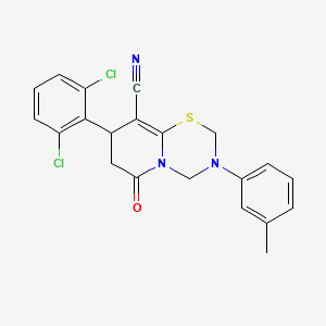 8-(2,6-dichlorophenyl)-3-(3-methylphenyl)-6-oxo-3,4,7,8-tetrahydro-2H,6H-pyrido[2,1-b][1,3,5]thiadiazine-9-carbonitrile