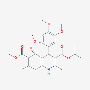 molecular formula C26H33NO8 B11445165 6-Methyl 3-propan-2-yl 2,7-dimethyl-5-oxo-4-(2,4,5-trimethoxyphenyl)-1,4,5,6,7,8-hexahydroquinoline-3,6-dicarboxylate 