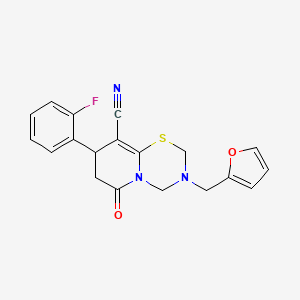 8-(2-fluorophenyl)-3-(furan-2-ylmethyl)-6-oxo-3,4,7,8-tetrahydro-2H,6H-pyrido[2,1-b][1,3,5]thiadiazine-9-carbonitrile