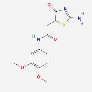 molecular formula C13H15N3O4S B11445197 N-(3,4-dimethoxyphenyl)-2-(2-imino-4-oxo-1,3-thiazolidin-5-yl)acetamide 