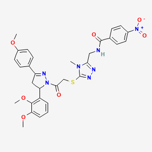 N-((5-((2-(5-(2,3-dimethoxyphenyl)-3-(4-methoxyphenyl)-4,5-dihydro-1H-pyrazol-1-yl)-2-oxoethyl)thio)-4-methyl-4H-1,2,4-triazol-3-yl)methyl)-4-nitrobenzamide