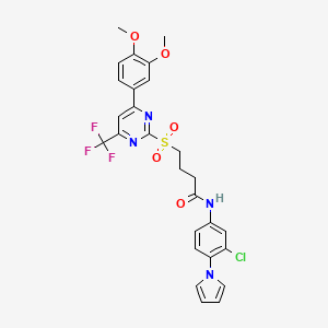 molecular formula C27H24ClF3N4O5S B11445211 N-[3-chloro-4-(1H-pyrrol-1-yl)phenyl]-4-{[4-(3,4-dimethoxyphenyl)-6-(trifluoromethyl)pyrimidin-2-yl]sulfonyl}butanamide 