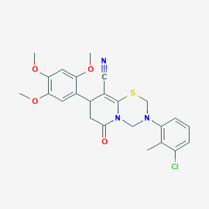 3-(3-chloro-2-methylphenyl)-6-oxo-8-(2,4,5-trimethoxyphenyl)-3,4,7,8-tetrahydro-2H,6H-pyrido[2,1-b][1,3,5]thiadiazine-9-carbonitrile