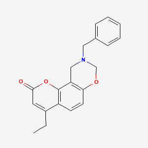 molecular formula C20H19NO3 B11445218 9-benzyl-4-ethyl-9,10-dihydro-2H,8H-chromeno[8,7-e][1,3]oxazin-2-one 