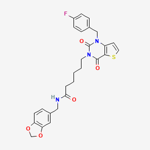 N-(1,3-benzodioxol-5-ylmethyl)-6-[1-(4-fluorobenzyl)-2,4-dioxo-1,4-dihydrothieno[3,2-d]pyrimidin-3(2H)-yl]hexanamide