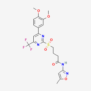 4-{[4-(3,4-dimethoxyphenyl)-6-(trifluoromethyl)pyrimidin-2-yl]sulfonyl}-N-(5-methylisoxazol-3-yl)butanamide