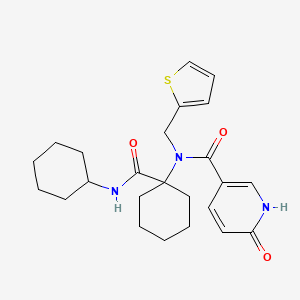 N-(1-(cyclohexylcarbamoyl)cyclohexyl)-6-oxo-N-(thiophen-2-ylmethyl)-1,6-dihydropyridine-3-carboxamide