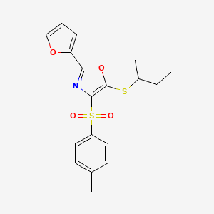 molecular formula C18H19NO4S2 B11445308 5-(Butan-2-ylsulfanyl)-2-(furan-2-yl)-4-[(4-methylphenyl)sulfonyl]-1,3-oxazole 