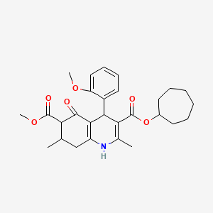 3-Cycloheptyl 6-methyl 4-(2-methoxyphenyl)-2,7-dimethyl-5-oxo-1,4,5,6,7,8-hexahydroquinoline-3,6-dicarboxylate