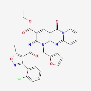 ethyl 6-[3-(2-chlorophenyl)-5-methyl-1,2-oxazole-4-carbonyl]imino-7-(furan-2-ylmethyl)-2-oxo-1,7,9-triazatricyclo[8.4.0.03,8]tetradeca-3(8),4,9,11,13-pentaene-5-carboxylate