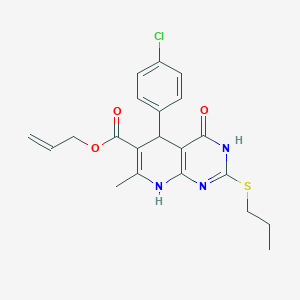 molecular formula C21H22ClN3O3S B11445332 Prop-2-en-1-yl 5-(4-chlorophenyl)-7-methyl-4-oxo-2-(propylsulfanyl)-3,4,5,8-tetrahydropyrido[2,3-d]pyrimidine-6-carboxylate 