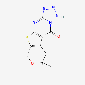 4,4-dimethyl-5-oxa-8-thia-10,12,13,14,15-pentazatetracyclo[7.7.0.02,7.011,15]hexadeca-1(9),2(7),10,12-tetraen-16-one