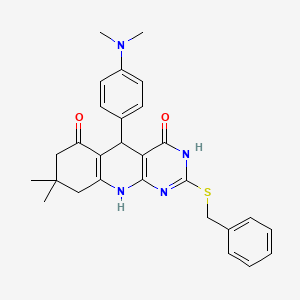 2-(benzylsulfanyl)-5-[4-(dimethylamino)phenyl]-8,8-dimethyl-5,8,9,10-tetrahydropyrimido[4,5-b]quinoline-4,6(3H,7H)-dione