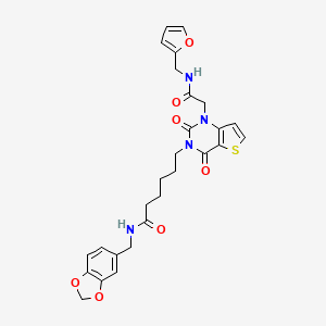 N-(1,3-benzodioxol-5-ylmethyl)-6-[1-{2-[(2-furylmethyl)amino]-2-oxoethyl}-2,4-dioxo-1,4-dihydrothieno[3,2-d]pyrimidin-3(2H)-yl]hexanamide