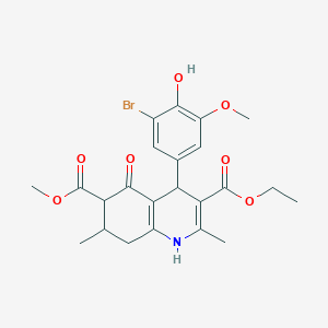 3-Ethyl 6-methyl 4-(3-bromo-4-hydroxy-5-methoxyphenyl)-2,7-dimethyl-5-oxo-1,4,5,6,7,8-hexahydroquinoline-3,6-dicarboxylate