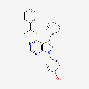 7-(4-methoxyphenyl)-5-phenyl-4-[(1-phenylethyl)sulfanyl]-7H-pyrrolo[2,3-d]pyrimidine