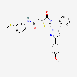 2-{2-[3-(4-methoxyphenyl)-5-phenyl-4,5-dihydro-1H-pyrazol-1-yl]-4-oxo-4,5-dihydro-1,3-thiazol-5-yl}-N-[3-(methylsulfanyl)phenyl]acetamide