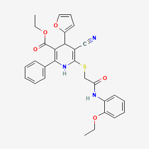 Ethyl 5-cyano-6-({2-[(2-ethoxyphenyl)amino]-2-oxoethyl}sulfanyl)-4-(furan-2-yl)-2-phenyl-1,4-dihydropyridine-3-carboxylate