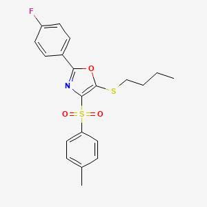 molecular formula C20H20FNO3S2 B11445484 5-(Butylsulfanyl)-2-(4-fluorophenyl)-4-[(4-methylphenyl)sulfonyl]-1,3-oxazole 