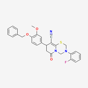 8-[4-(benzyloxy)-3-methoxyphenyl]-3-(2-fluorophenyl)-6-oxo-3,4,7,8-tetrahydro-2H,6H-pyrido[2,1-b][1,3,5]thiadiazine-9-carbonitrile