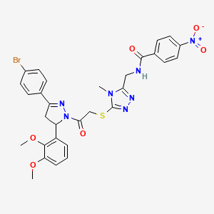 N-((5-((2-(3-(4-bromophenyl)-5-(2,3-dimethoxyphenyl)-4,5-dihydro-1H-pyrazol-1-yl)-2-oxoethyl)thio)-4-methyl-4H-1,2,4-triazol-3-yl)methyl)-4-nitrobenzamide