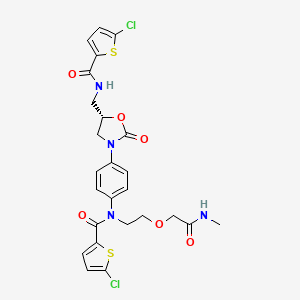 molecular formula C₂₅H₂₄Cl₂N₄O₆S₂ B1144551 5-chloro-N-[[(5S)-3-[4-[(5-chlorothiophene-2-carbonyl)-[2-[2-(methylamino)-2-oxoethoxy]ethyl]amino]phenyl]-2-oxo-1,3-oxazolidin-5-yl]methyl]thiophene-2-carboxamide CAS No. 1807455-76-0