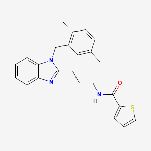 molecular formula C24H25N3OS B11445515 N-{3-[1-(2,5-dimethylbenzyl)-1H-benzimidazol-2-yl]propyl}thiophene-2-carboxamide 