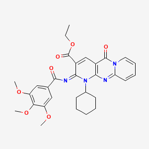 ethyl 7-cyclohexyl-2-oxo-6-(3,4,5-trimethoxybenzoyl)imino-1,7,9-triazatricyclo[8.4.0.03,8]tetradeca-3(8),4,9,11,13-pentaene-5-carboxylate