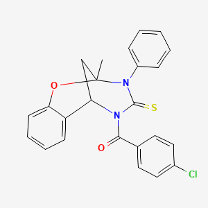 molecular formula C24H19ClN2O2S B11445533 (4-chlorophenyl)(2-methyl-3-phenyl-4-thioxo-3,4-dihydro-2H-2,6-methano-1,3,5-benzoxadiazocin-5(6H)-yl)methanone 