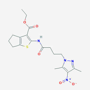 ethyl 2-{[4-(3,5-dimethyl-4-nitro-1H-pyrazol-1-yl)butanoyl]amino}-5,6-dihydro-4H-cyclopenta[b]thiophene-3-carboxylate