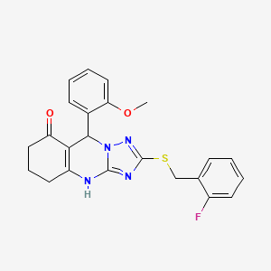 2-((2-fluorobenzyl)thio)-9-(2-methoxyphenyl)-5,6,7,9-tetrahydro-[1,2,4]triazolo[5,1-b]quinazolin-8(4H)-one