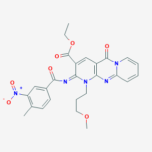 ethyl 7-(3-methoxypropyl)-6-(4-methyl-3-nitrobenzoyl)imino-2-oxo-1,7,9-triazatricyclo[8.4.0.03,8]tetradeca-3(8),4,9,11,13-pentaene-5-carboxylate