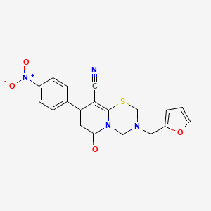 3-(furan-2-ylmethyl)-8-(4-nitrophenyl)-6-oxo-3,4,7,8-tetrahydro-2H,6H-pyrido[2,1-b][1,3,5]thiadiazine-9-carbonitrile