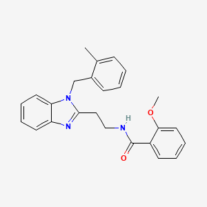 molecular formula C25H25N3O2 B11445627 2-methoxy-N-{2-[1-(2-methylbenzyl)-1H-benzimidazol-2-yl]ethyl}benzamide 