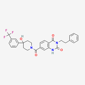 7-(4-hydroxy-4-(3-(trifluoromethyl)phenyl)piperidine-1-carbonyl)-3-phenethylquinazoline-2,4(1H,3H)-dione