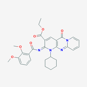 ethyl 7-cyclohexyl-6-(2,3-dimethoxybenzoyl)imino-2-oxo-1,7,9-triazatricyclo[8.4.0.03,8]tetradeca-3(8),4,9,11,13-pentaene-5-carboxylate