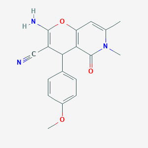 2-amino-4-(4-methoxyphenyl)-6,7-dimethyl-5-oxo-5,6-dihydro-4H-pyrano[3,2-c]pyridine-3-carbonitrile