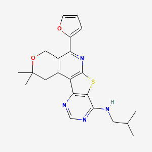 8-(furan-2-yl)-4,4-dimethyl-N-(2-methylpropyl)-5-oxa-11-thia-9,14,16-triazatetracyclo[8.7.0.02,7.012,17]heptadeca-1(10),2(7),8,12(17),13,15-hexaen-13-amine